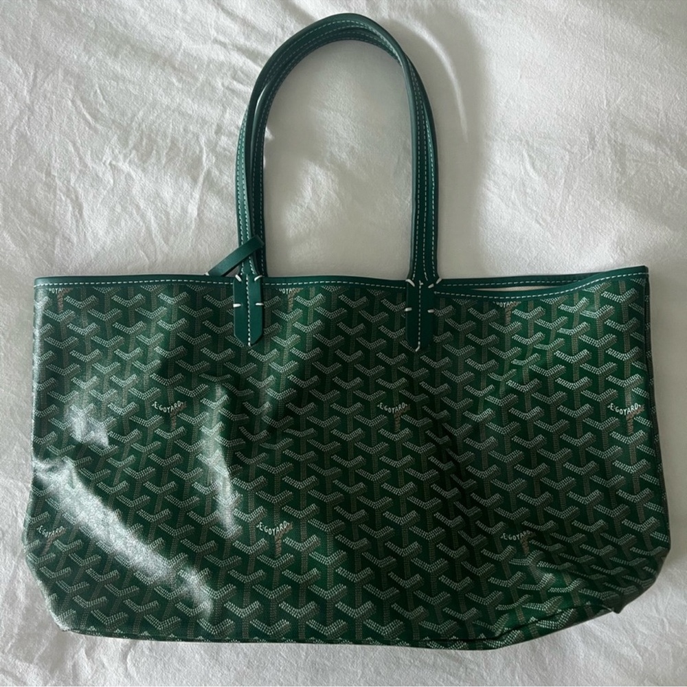 Green monogram tote bag